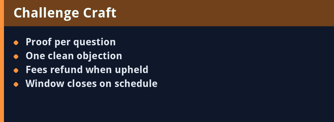 Challenge Craft - quick revision panel
