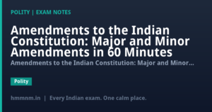 Amendments to the Indian Constitution: Major and Minor Amendments in 60 Minutes