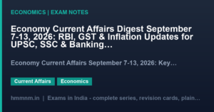 Economy Current Affairs Digest September 7-13, 2026: RBI, GST & Inflation Updates for UPSC, SSC & Banking Exams