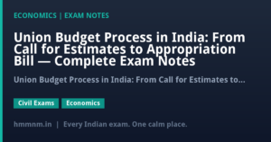 Union Budget Process in India: From Call for Estimates to Appropriation Bill — Complete Exam Notes