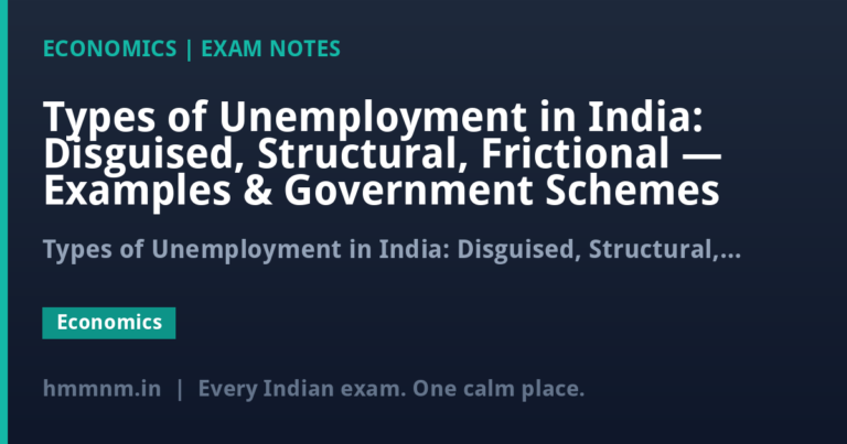 Types of Unemployment in India: Disguised, Structural, Frictional — Examples & Government Schemes