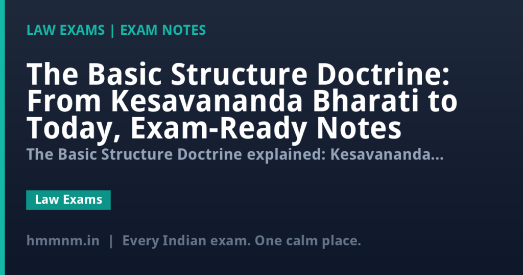 The Basic Structure Doctrine: From Kesavananda Bharati to Today, Exam-Ready Notes
