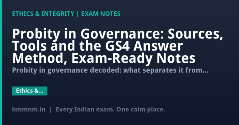 Probity in Governance: Sources, Tools and the GS4 Answer Method, Exam-Ready Notes