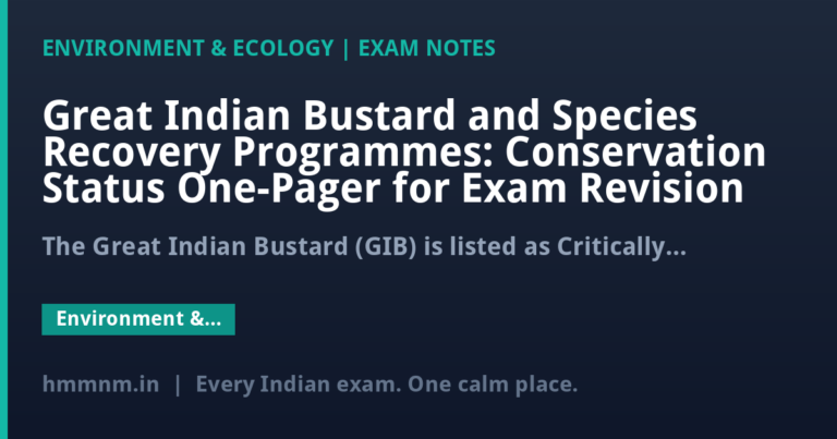 Great Indian Bustard and Species Recovery Programmes: Conservation Status One-Pager for Exam Revision