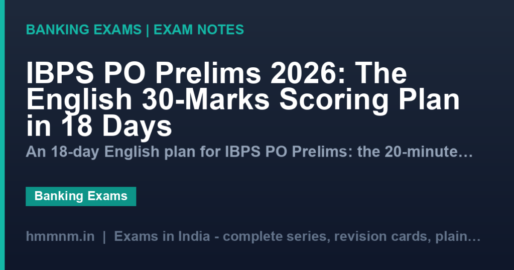 IBPS PO Prelims 2026: The English 30-Marks Scoring Plan in 18 Days