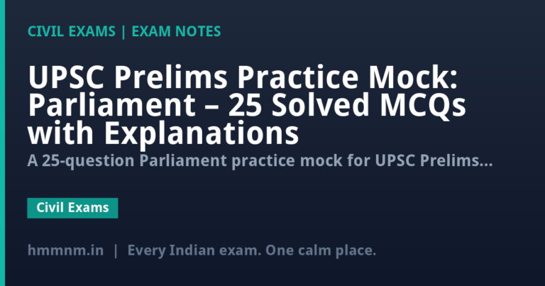 UPSC Prelims Practice Mock: Parliament – 25 Solved MCQs with Explanations