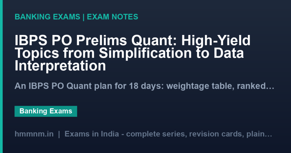 IBPS PO Prelims Quant: High-Yield Topics from Simplification to Data Interpretation