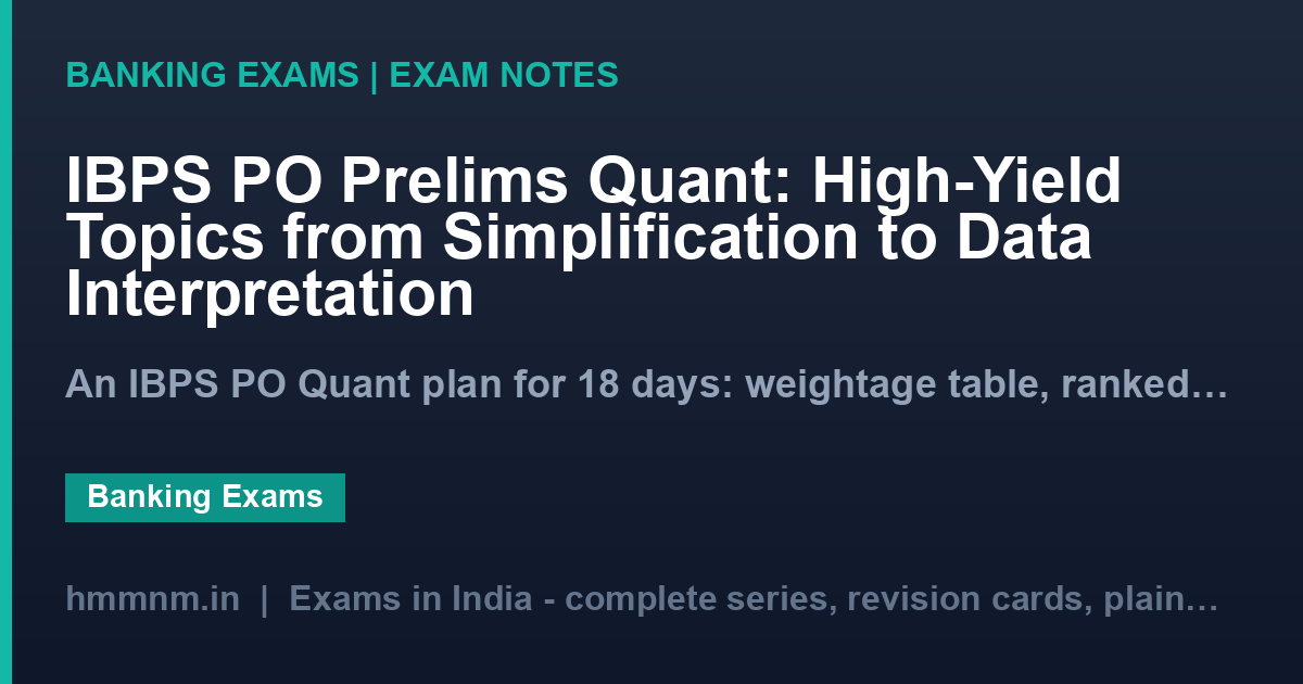 IBPS PO Prelims Quant: High-Yield Topics from Simplification to Data Interpretation