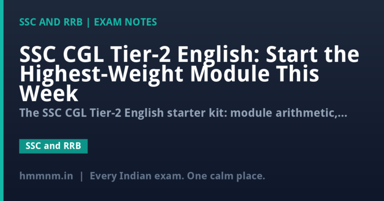 SSC CGL Tier-2 English: Start the Highest-Weight Module This Week