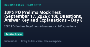 IBPS PO Prelims Mock Test (September 17, 2026): 100 Questions, Answer Key and Explanations – Day 8