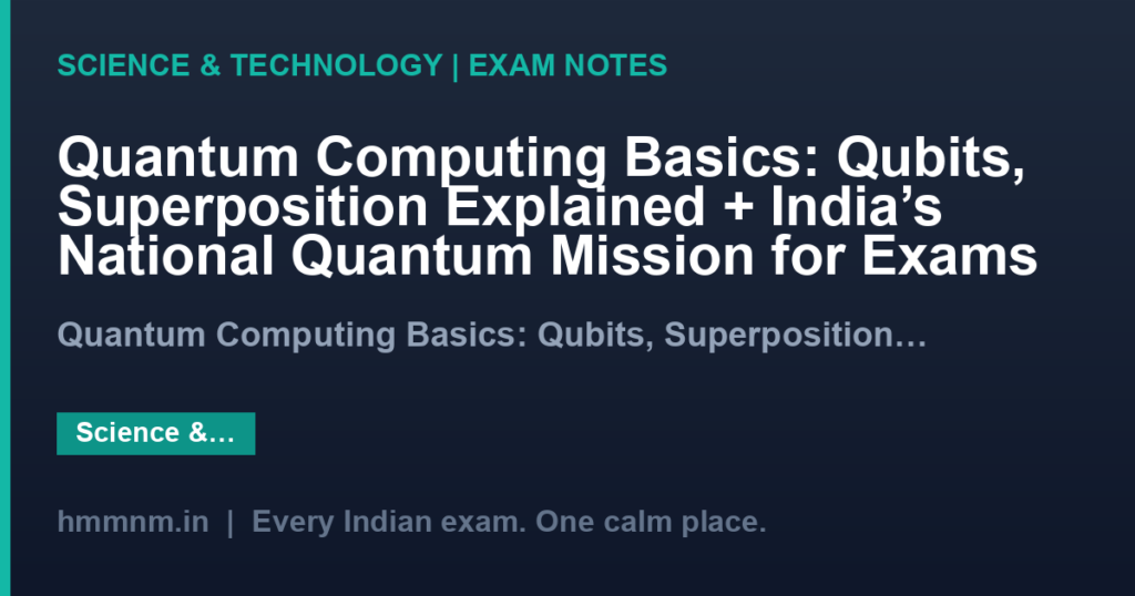 Quantum Computing Basics: Qubits, Superposition Explained + India’s National Quantum Mission for Exams