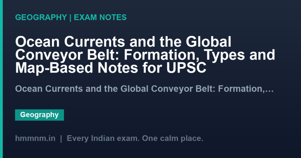 Ocean Currents and the Global Conveyor Belt: Formation, Types and Map-Based Notes for UPSC