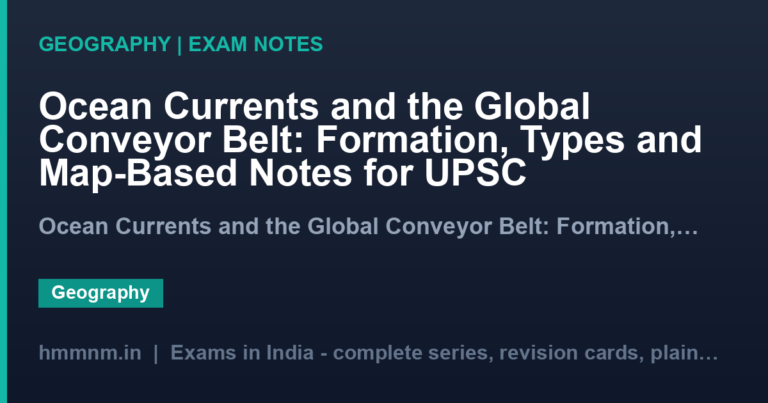 Ocean Currents and the Global Conveyor Belt: Formation, Types and Map-Based Notes for UPSC