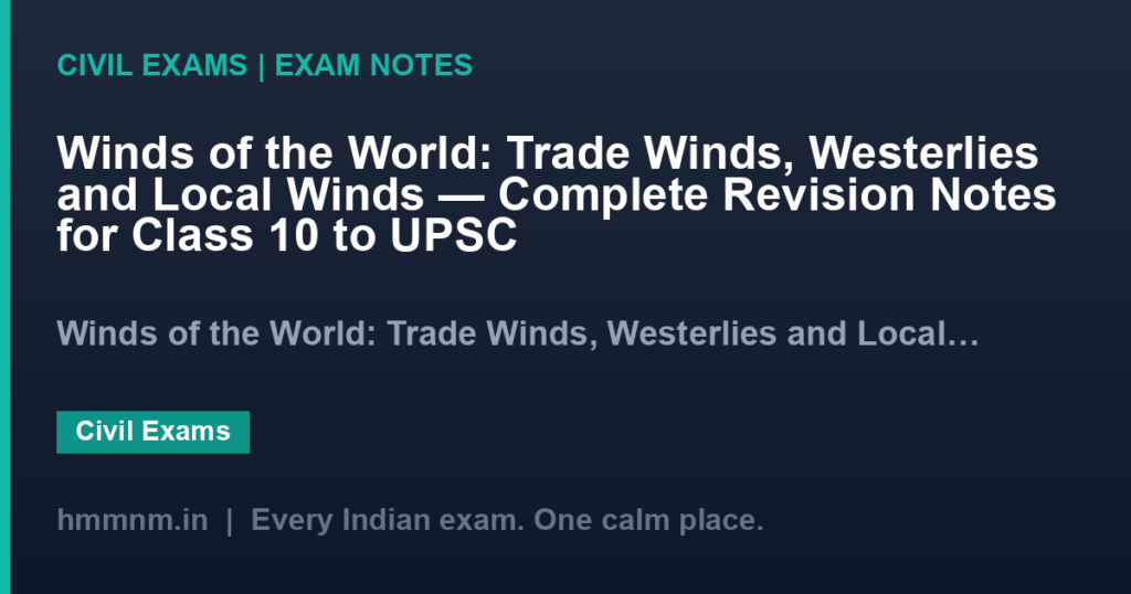 Winds of the World: Trade Winds, Westerlies and Local Winds — Complete Revision Notes for Class 10 to UPSC