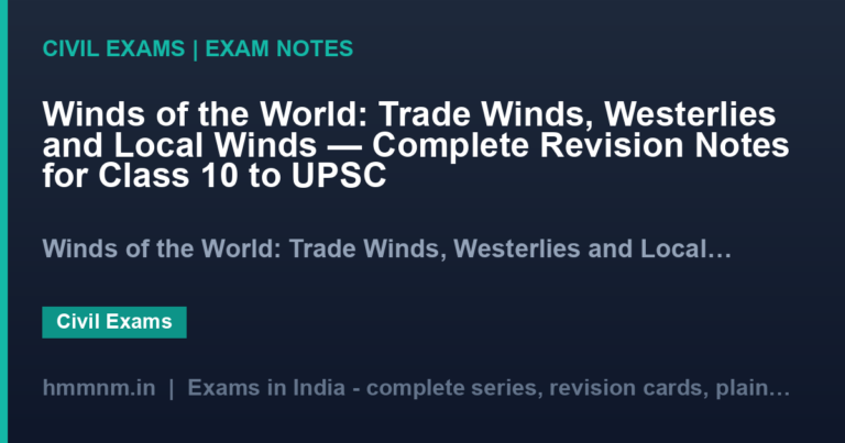 Winds of the World: Trade Winds, Westerlies and Local Winds — Complete Revision Notes for Class 10 to UPSC