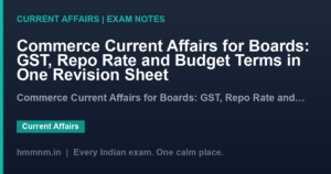 Read more about the article Commerce Current Affairs for Boards: GST, Repo Rate and Budget Terms in One Revision Sheet