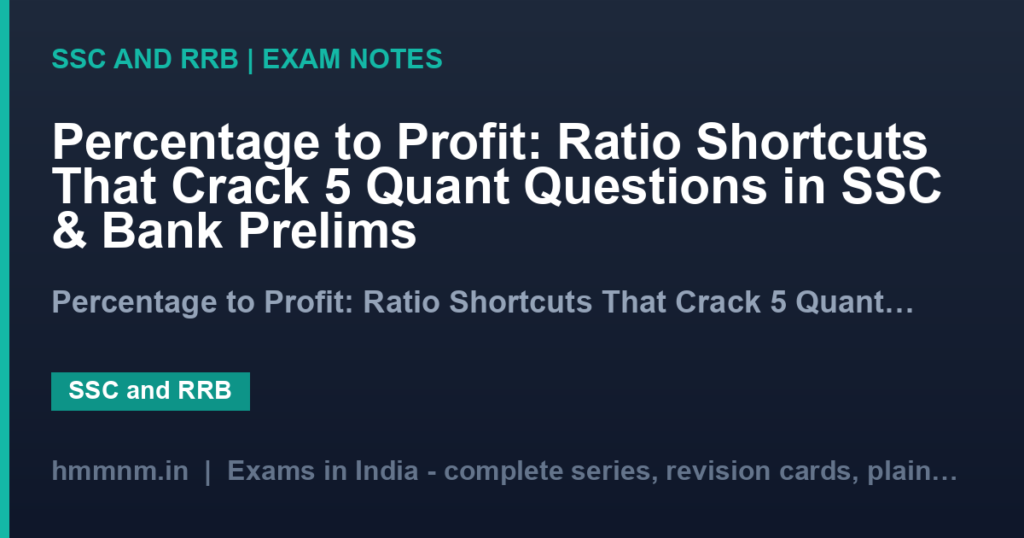 Percentage to Profit: Ratio Shortcuts That Crack 5 Quant Questions in SSC & Bank Prelims