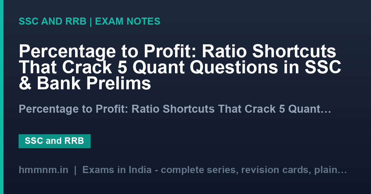 Percentage to Profit: Ratio Shortcuts That Crack 5 Quant Questions in SSC & Bank Prelims