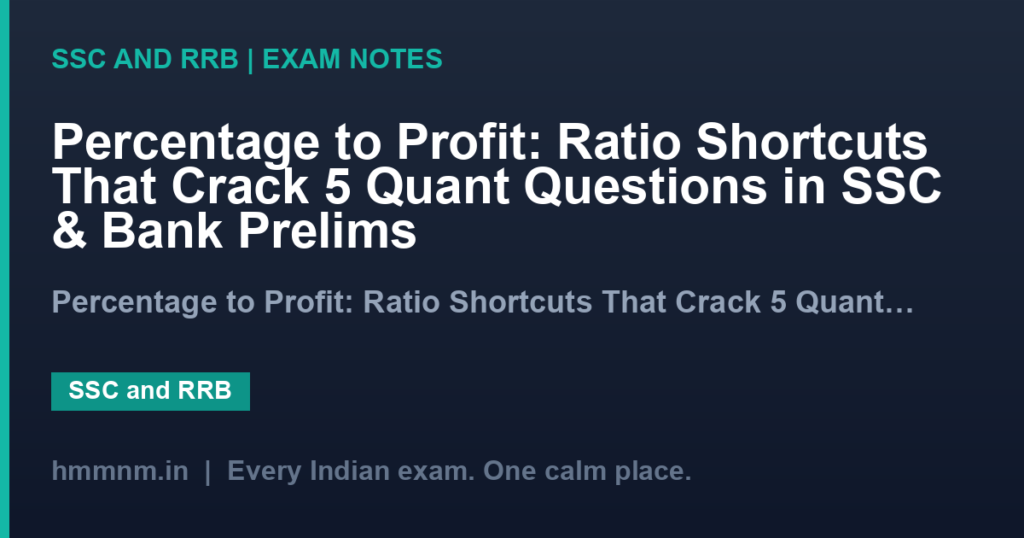 Percentage to Profit: Ratio Shortcuts That Crack 5 Quant Questions in SSC & Bank Prelims