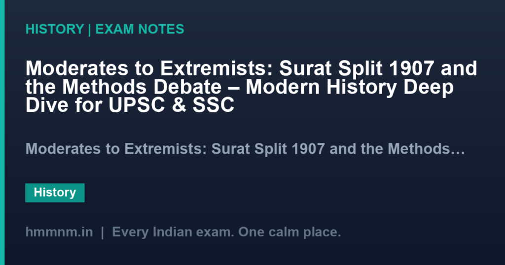 Moderates to Extremists: Surat Split 1907 and the Methods Debate – Modern History Deep Dive for UPSC & SSC