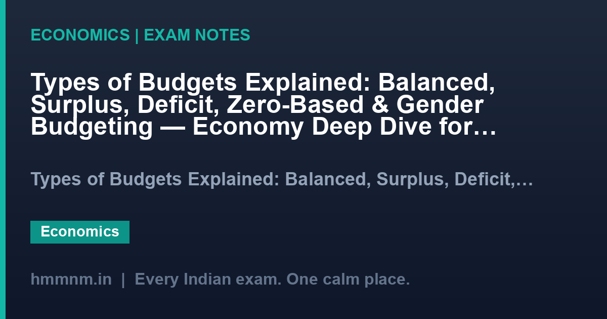 Types of Budgets Explained: Balanced, Surplus, Deficit, Zero-Based & Gender Budgeting — Economy Deep Dive for UPSC, SSC & Banking Exams