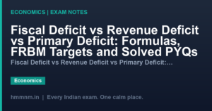Fiscal Deficit vs Revenue Deficit vs Primary Deficit: Formulas, FRBM Targets and Solved PYQs