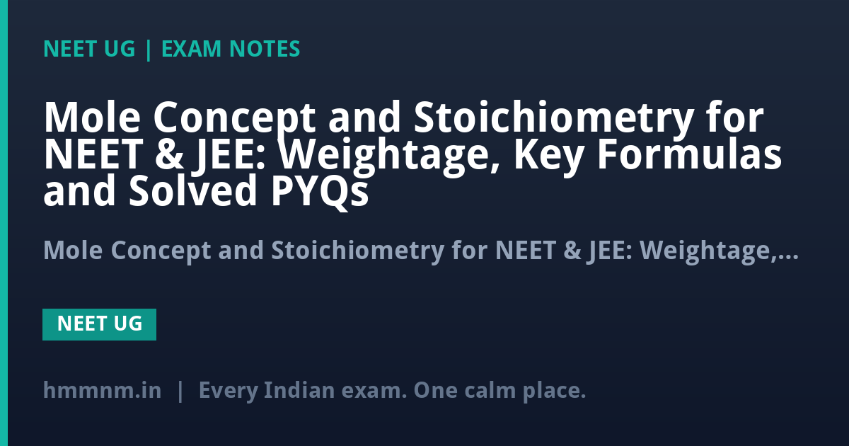 Mole Concept and Stoichiometry for NEET & JEE: Weightage, Key Formulas and Solved PYQs