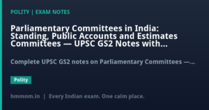 Parliamentary Committees in India: Standing, Public Accounts and Estimates Committees — UPSC GS2 Notes with PYQs