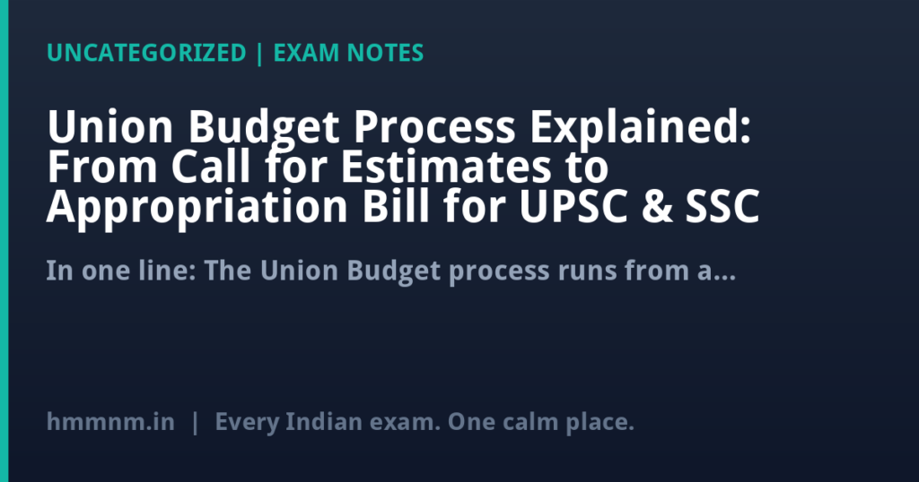 Union Budget Process Explained: From Call for Estimates to Appropriation Bill for UPSC & SSC