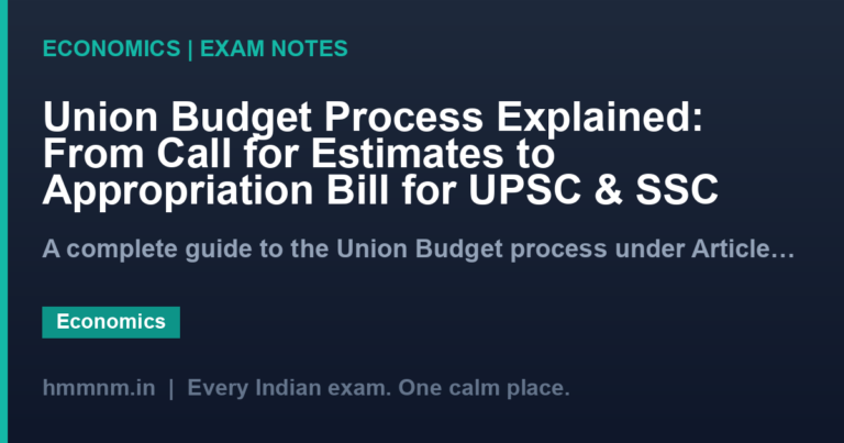 Union Budget Process Explained: From Call for Estimates to Appropriation Bill for UPSC & SSC