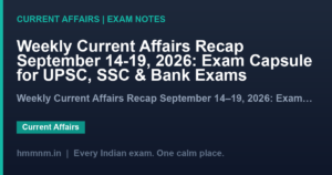 Read more about the article Weekly Current Affairs Recap September 14-19, 2026: Exam Capsule for UPSC, SSC & Bank Exams