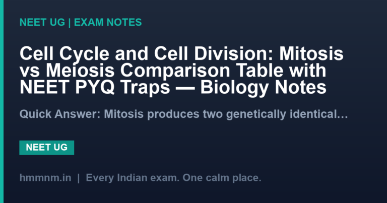 Cell Cycle and Cell Division: Mitosis vs Meiosis Comparison Table with NEET PYQ Traps — Biology Notes