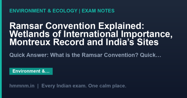 Ramsar Convention Explained: Wetlands of International Importance, Montreux Record and India’s Sites