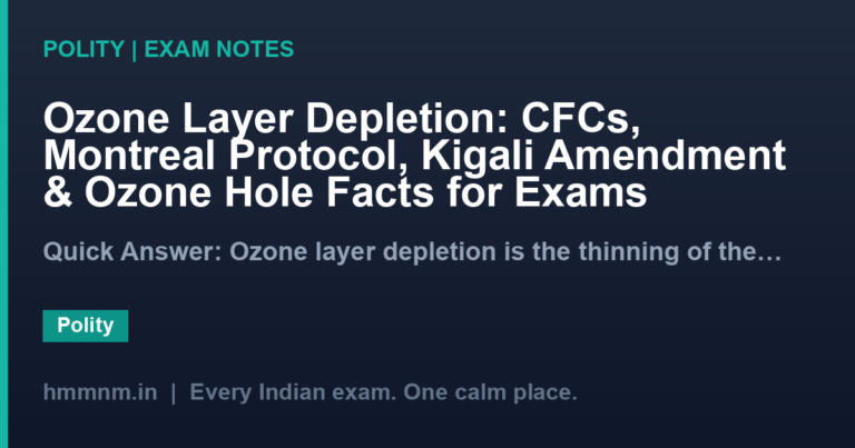 Ozone Layer Depletion: CFCs, Montreal Protocol, Kigali Amendment & Ozone Hole Facts for Exams