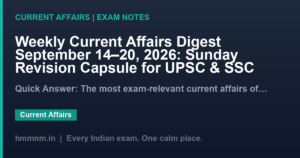 Read more about the article Weekly Current Affairs Digest September 14–20, 2026: Sunday Revision Capsule for UPSC & SSC