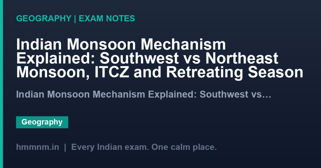 Indian Monsoon Mechanism Explained: Southwest vs Northeast Monsoon, ITCZ and Retreating Season