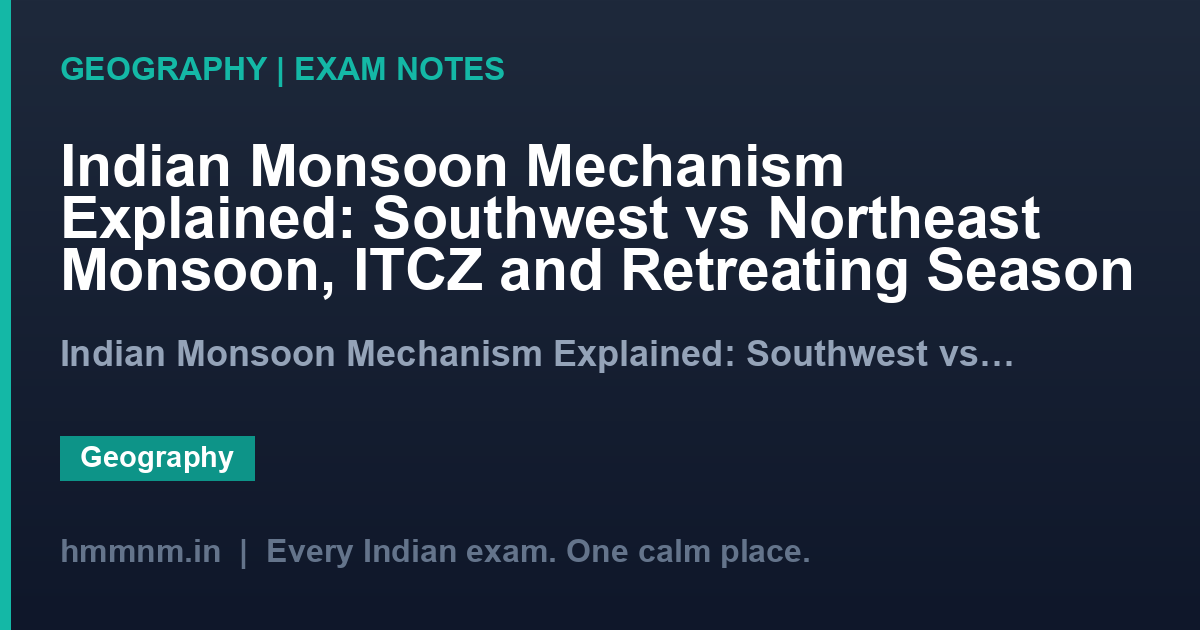 Indian Monsoon Mechanism Explained: Southwest vs Northeast Monsoon, ITCZ and Retreating Season