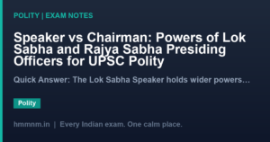 Speaker vs Chairman: Powers of Lok Sabha and Rajya Sabha Presiding Officers for UPSC Polity