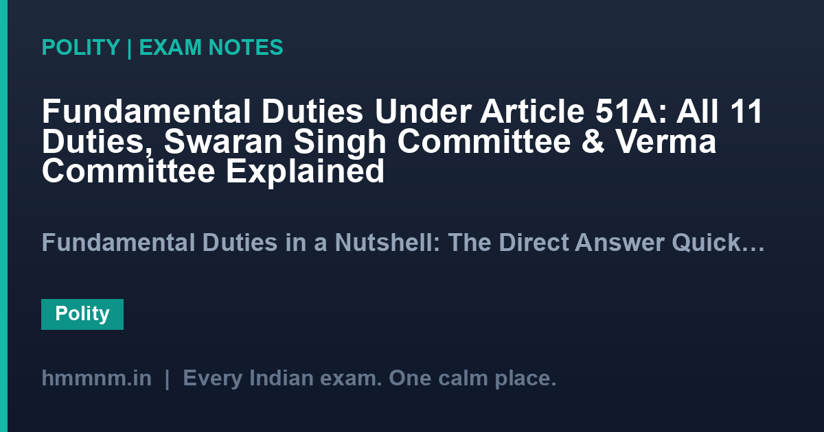 Fundamental Duties Under Article 51A: All 11 Duties, Swaran Singh Committee & Verma Committee Explained