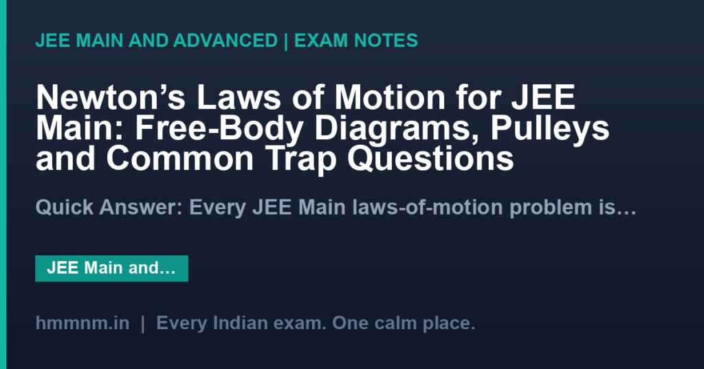 Newton’s Laws of Motion for JEE Main: Free-Body Diagrams, Pulleys and Common Trap Questions