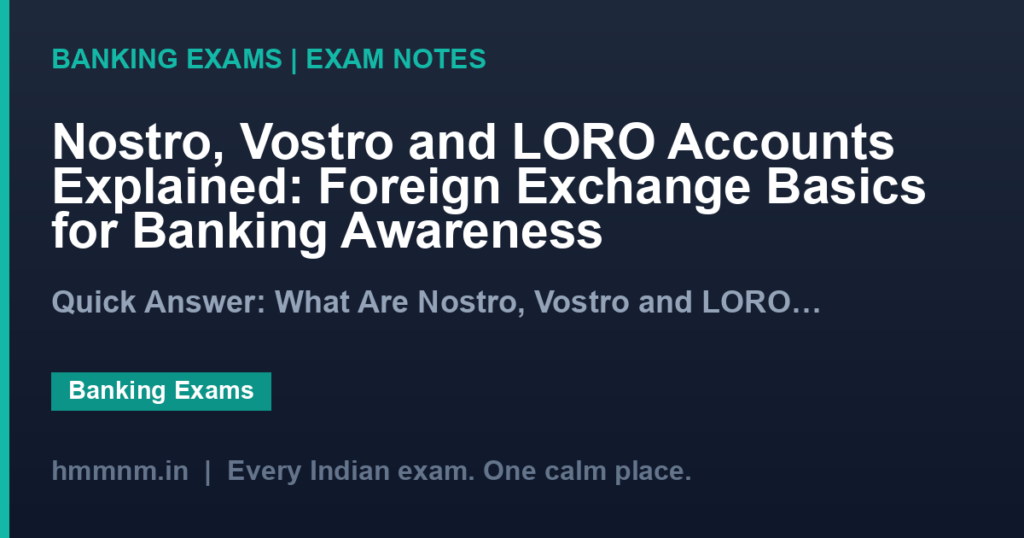 Nostro, Vostro and LORO Accounts Explained: Foreign Exchange Basics for Banking Awareness