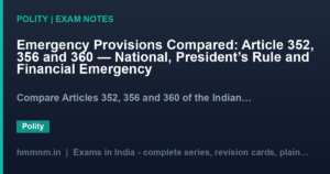 Emergency Provisions Compared: Article 352, 356 and 360 — National, President's Rule and Financial Emergency