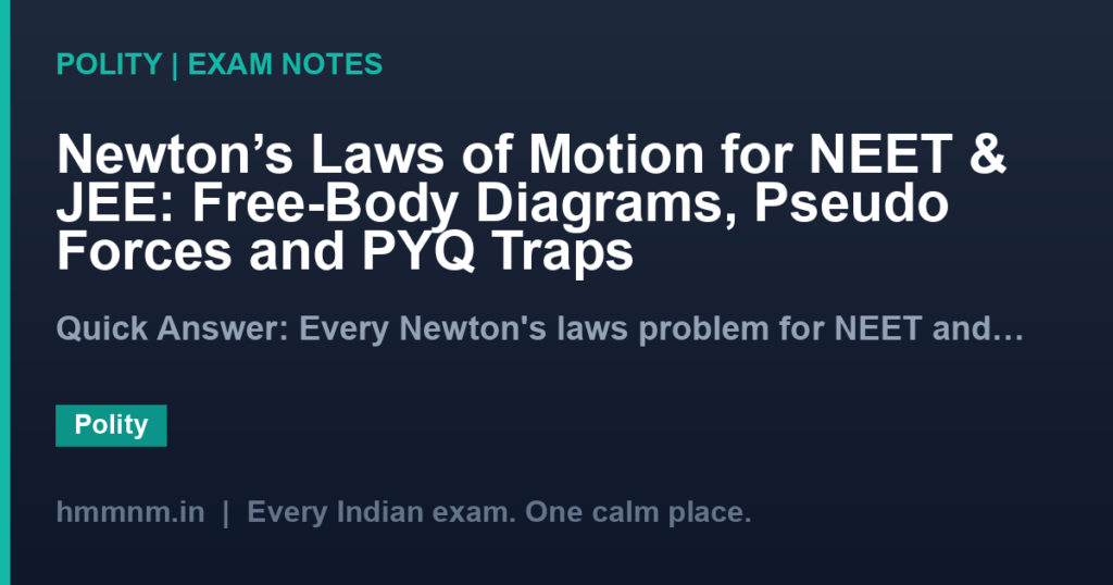 Newton’s Laws of Motion for NEET & JEE: Free-Body Diagrams, Pseudo Forces and PYQ Traps