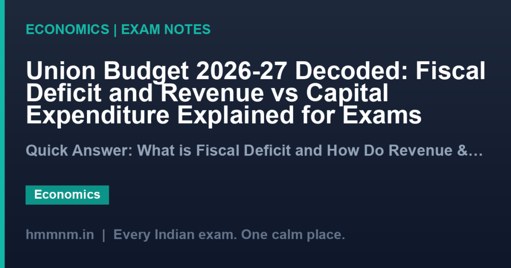 Union Budget 2026-27 Decoded: Fiscal Deficit and Revenue vs Capital Expenditure Explained for Exams