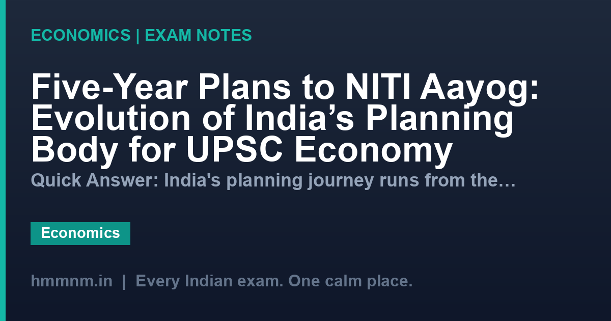 Five-Year Plans to NITI Aayog: Evolution of India's Planning Body for UPSC Economy