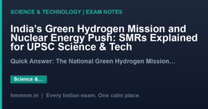 India's Green Hydrogen Mission and Nuclear Energy Push: SMRs Explained for UPSC Science & Tech