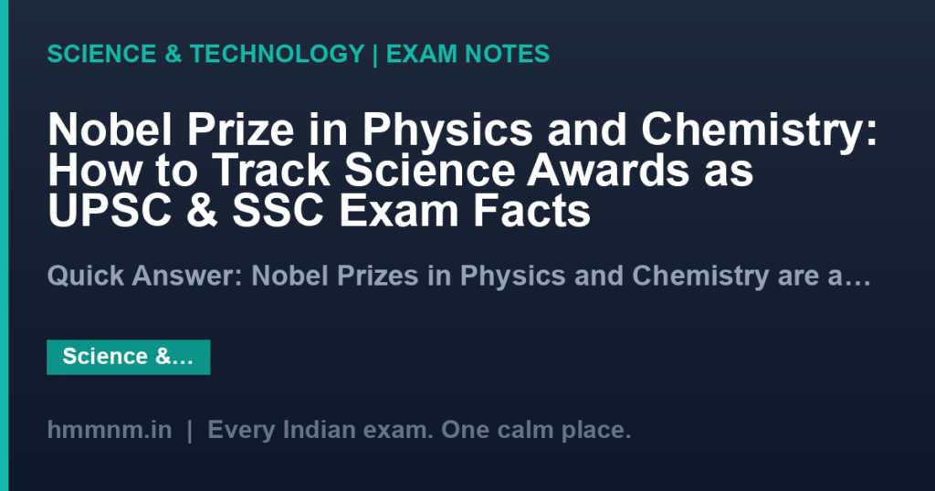 Nobel Prize in Physics and Chemistry: How to Track Science Awards as UPSC & SSC Exam Facts