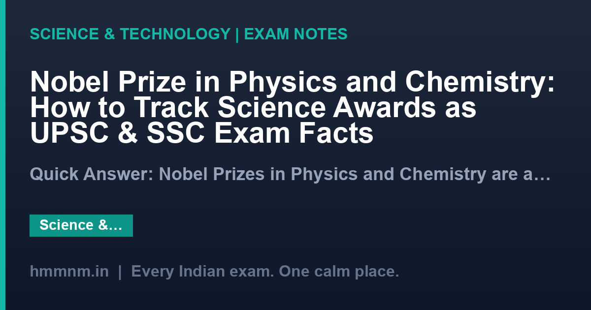 Nobel Prize in Physics and Chemistry: How to Track Science Awards as UPSC & SSC Exam Facts