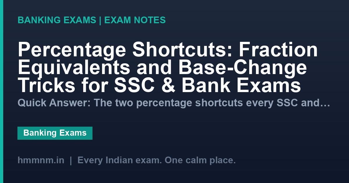 Percentage Shortcuts: Fraction Equivalents and Base-Change Tricks for SSC & Bank Exams