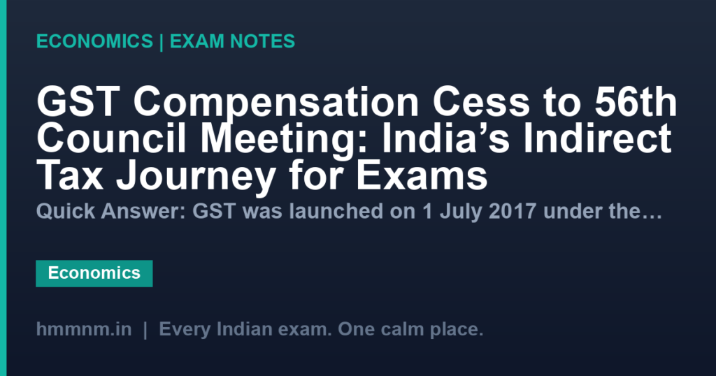 GST Compensation Cess to 56th Council Meeting: India’s Indirect Tax Journey for Exams